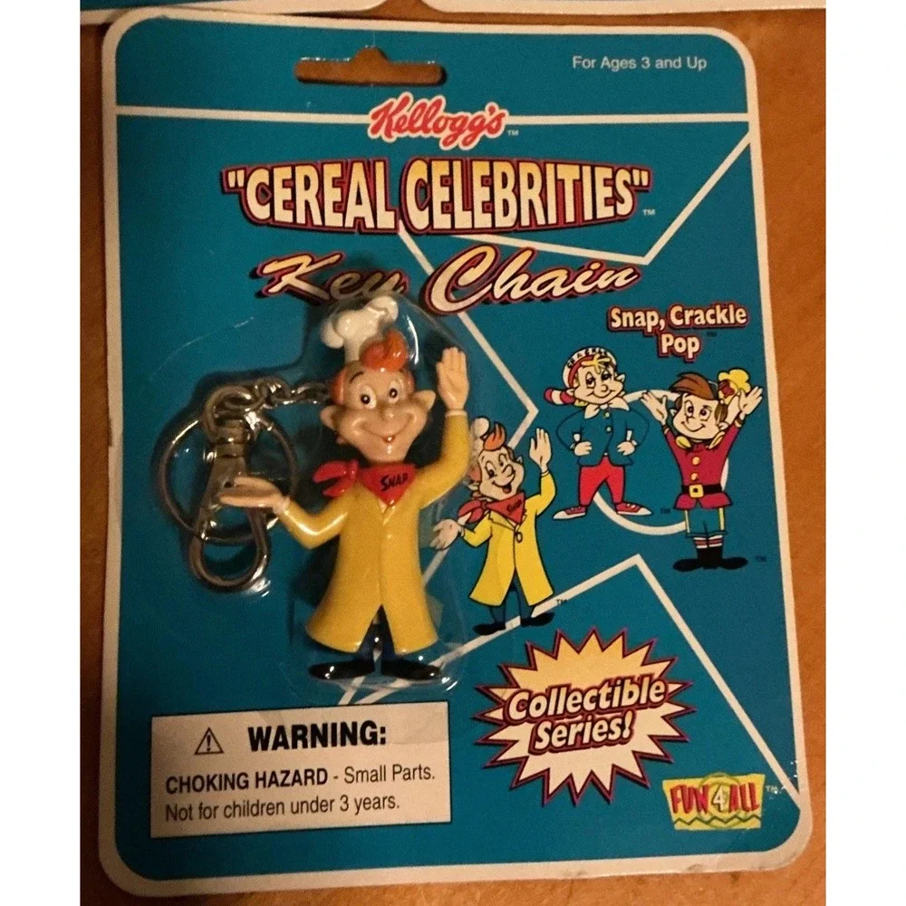 Kellogg's Cereal Celebrities Key Chain Rice Krispies New 1998 Snap Crackle & Pop